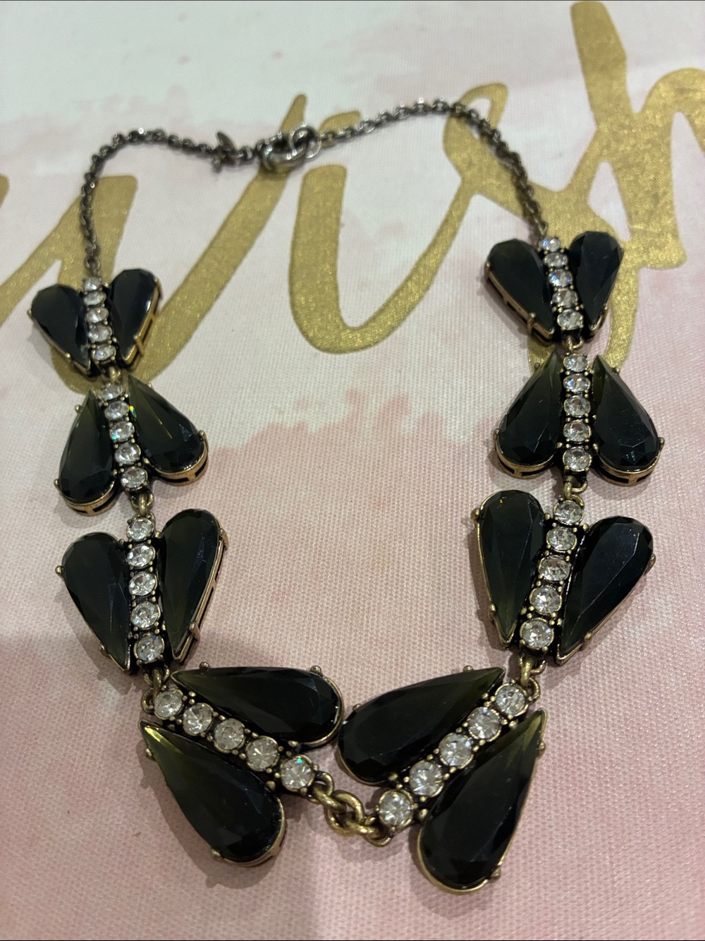 J. Crew Black Teardrop Crystal Statement Necklace